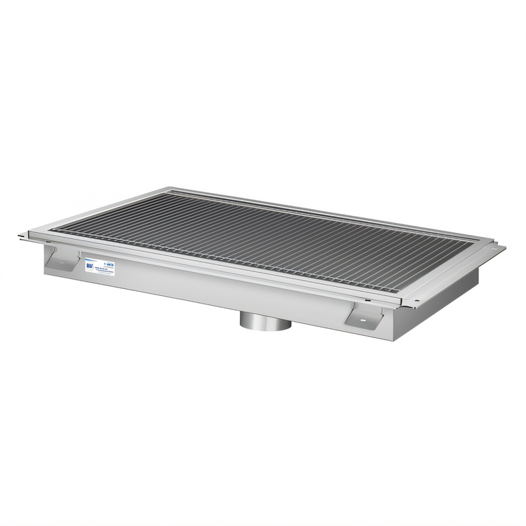 Product image #1 for KoolMore 12 Inch x 96 Inch Stainless Steel Floor Trough Drain with Subway-Style Grating and Removable Baskets