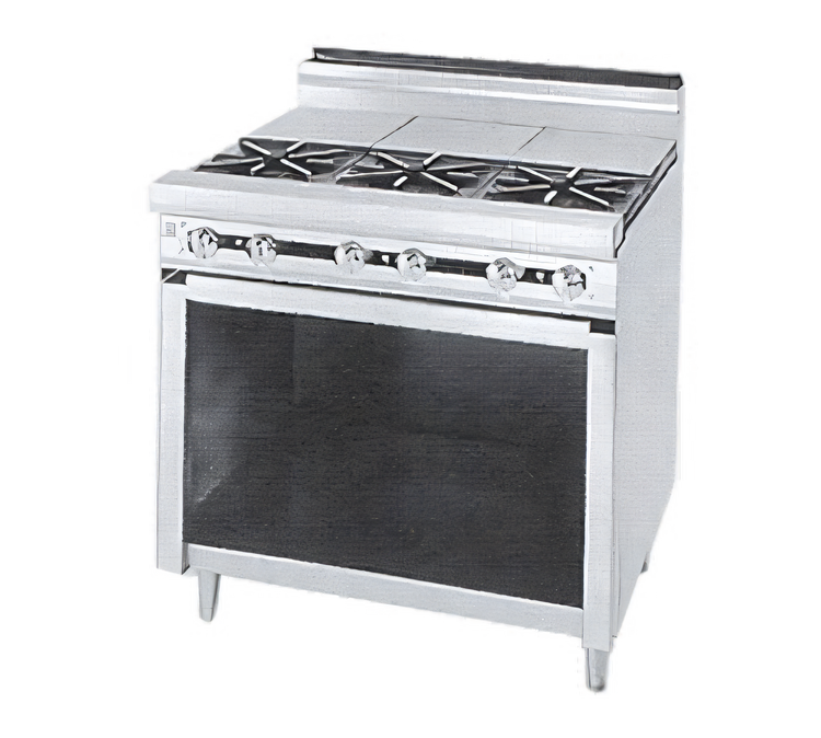 Product image #1 for Titan JTRH-3ST Heavy Duty 36" Gas Range with 3 Open Burners & 3 Hot Tops