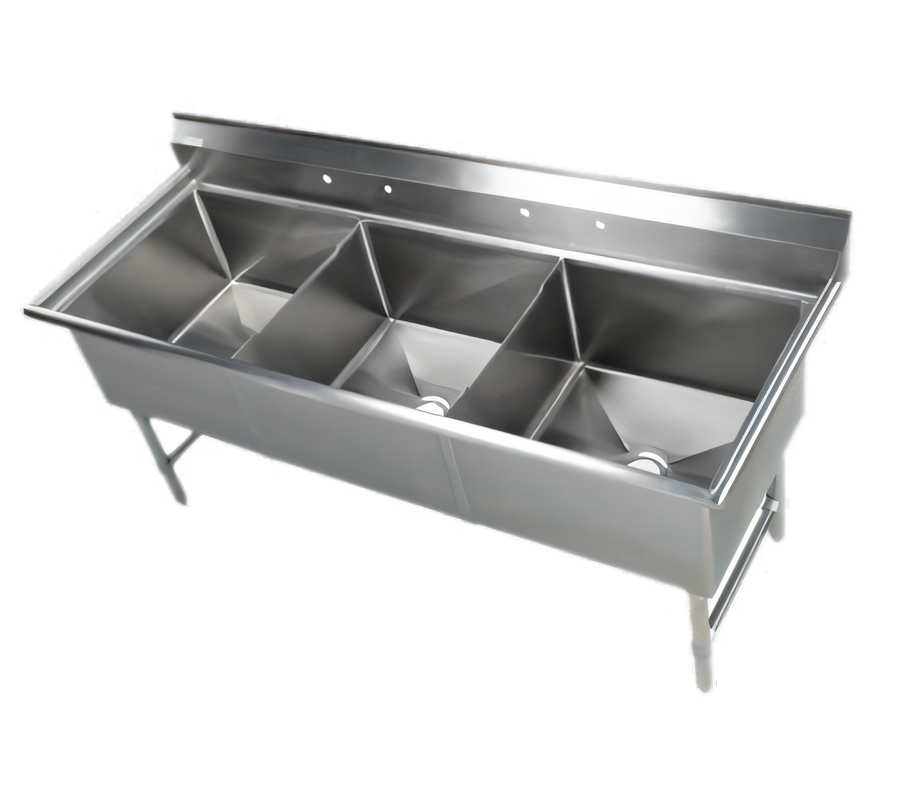 Product image #1 for Elite Heavy-Duty Three-Compartment Stainless Steel Sink Without Drainboards, 77-Inch Wide