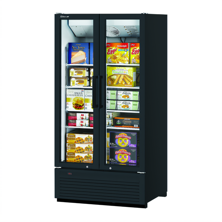 Product image #1 for Turbo Air Super Deluxe 2-Section Glass Door Freezer Merchandiser, 30.9 Cu. Ft., Bottom-Mount Refrigeration