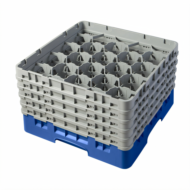 Product image #2 for Cambro Camrack Full-Size 20-Compartment Glass Rack with 5 Soft Gray Extenders, Blue