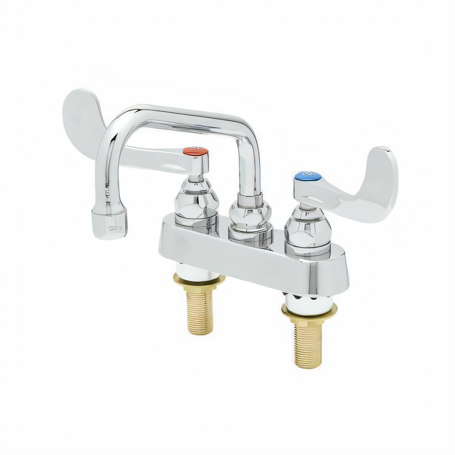 Product image #1 for T&S Brass B-1110-XS-WH4 4-Inch Centers Deck-Mount Workboard Mixing Faucet with 6-Inch Swing Nozzle