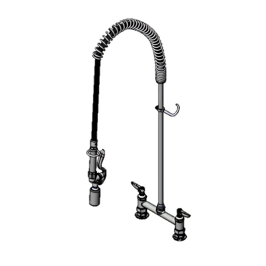 Product image #1 for T&S EasyInstall 8-Inch Deck Mount Spring-Action Gooseneck Pre-Rinse Unit with 24-Inch Riser, 44-Inch Hose, and 1.07 GPM Spray Valve