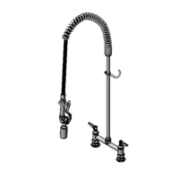 T&S EasyInstall 8-Inch Deck Mount Spring-Action Gooseneck Pre-Rinse Unit with 24-Inch Riser, 44-Inch Hose, and 1.07 GPM Spray Valve