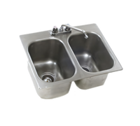 Eagle Group Self-Rimming Two-Compartment Drop-In Sink with 10 x 14 x 9-1/2 Inch Bowls, Faucet, and Basket Drains