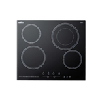 Thumbnail image #1 for Summit Commercial CR4B23T5B 23-1/4-Inch Built-In 4-Burner Radiant Electric Cooktop, Black Ceramic Glass, Digital Touch Controls