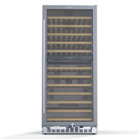 KoolMore 23-Inch Dual Zone 92-Bottle Wine Refrigerator, Freestanding or Built-In, Stainless Steel Door Frame