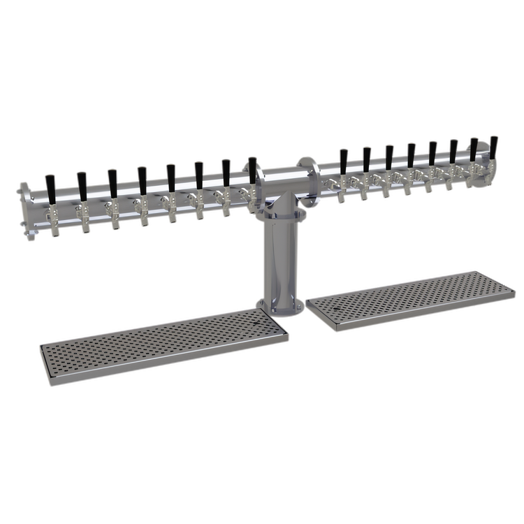 Product image #1 for Glastender PT-16-SS 16-Faucet Countertop Air-Cooled Pipe Tee Draft Dispensing Tower