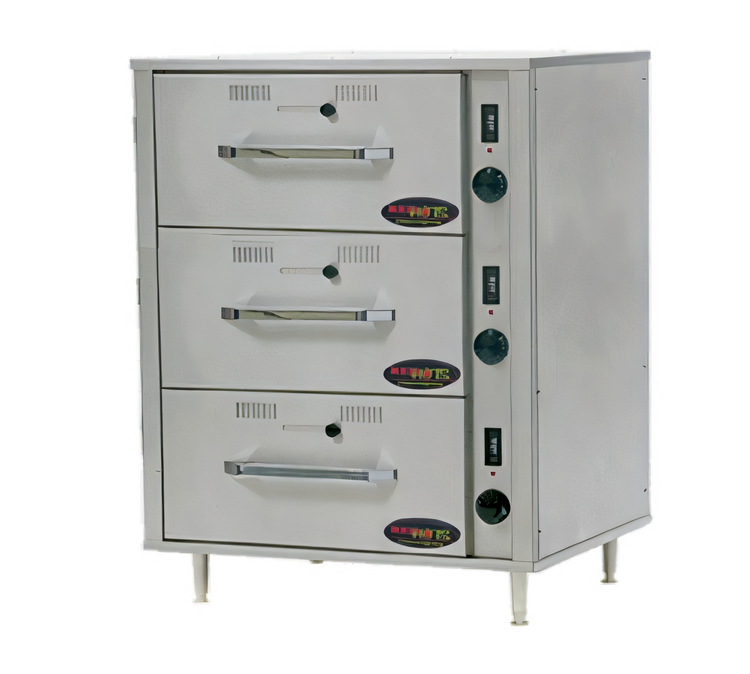 Product image #1 for RedHots DWN-3-120 Freestanding 3-Drawer Narrow Heated Food Warmer