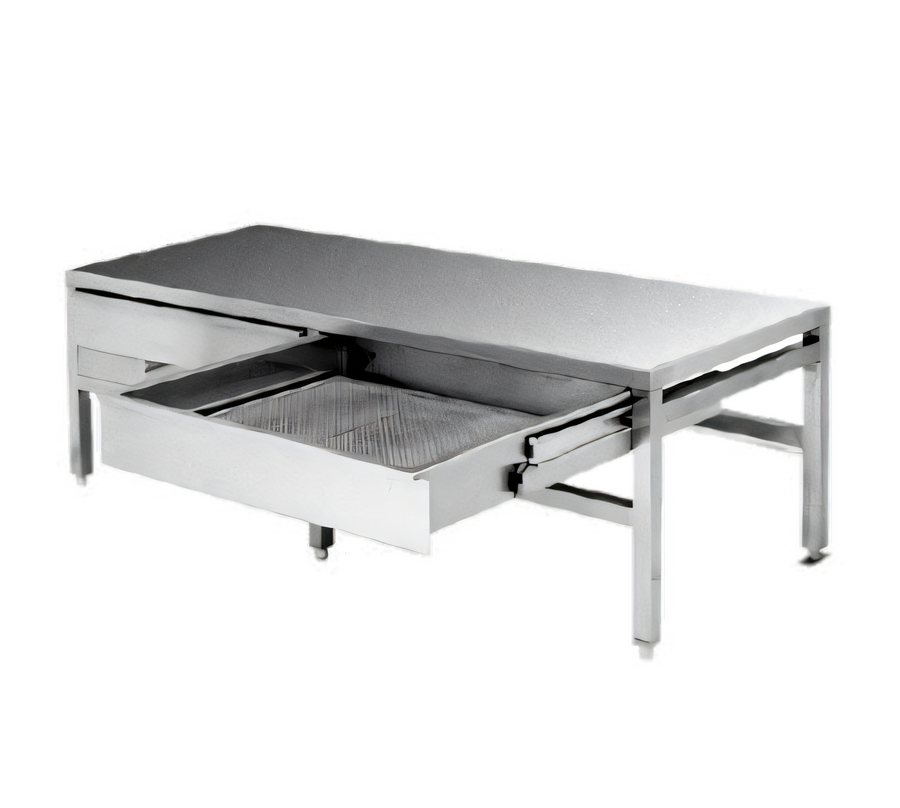 Product image #1 for Cleveland Range ST-55-T 55-Inch Open Base Stainless Steel Equipment Stand with Drain Drawer and Splash Shield