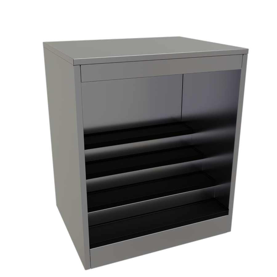 Product image #1 for Glastender Open Front Back Bar Liquor Display Cabinet, 30 Inch Wide, 3-Step Display with LED Lighting