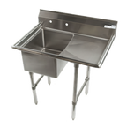 Thumbnail image #1 for Klinger's Trading ECS1DR 1-Compartment 18-Gauge Stainless Steel Sink with Right Drainboard, 16 x 20 x 11-Inch Bowl