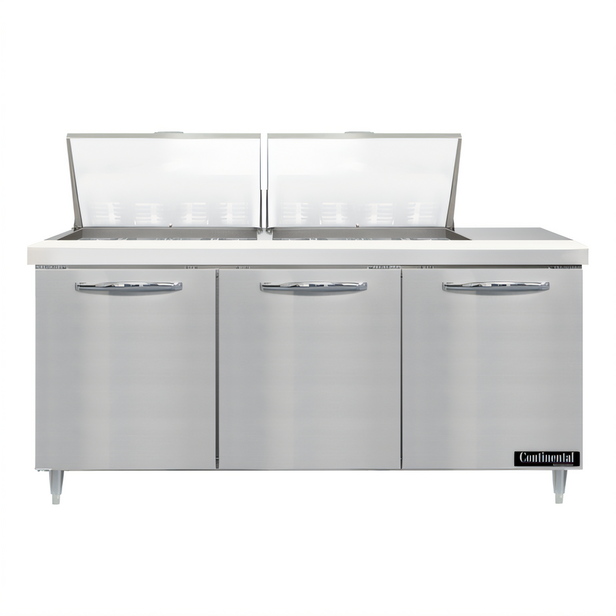 Product image #1 for Continental Refrigerator Designer Line D72N24M 72" Three-Section Mighty Top Sandwich Prep Table