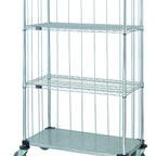Thumbnail image #1 for Quantum M2448CG46RE Mobile Enclosure Wire Shelving Cart, 48 x 24 x 69 Inches, 3 Wire Shelves and 1 Solid Shelf, Chrome Finish