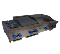 Comstock-Castle 54 Inch Countertop Gas Char-Broiler/Griddle Combination, 24 Inch Griddle, 18 Inch Broiler