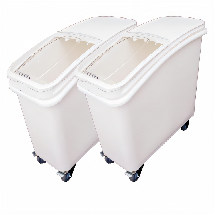 Product image #1 for Omcan USA 21-Gallon Mobile Ingredient Bin Set of 2 with Sliding Lid and Scoop, White