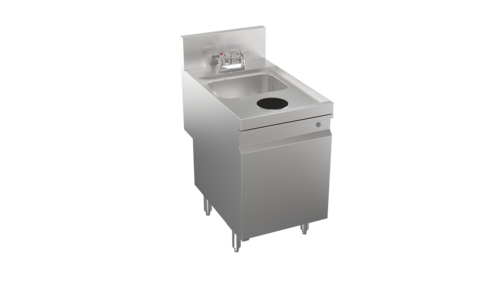 Product image #1 for Krowne Stadium Series Freestanding Stainless Steel Underbar Waste Sink Unit with Cabinet Base and Locking Door, 18 x 29 x 37 Inches