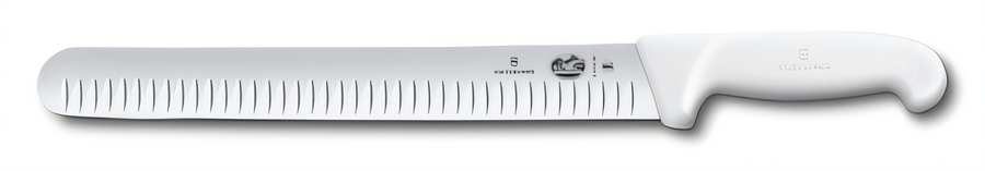 Product image #1 for Victorinox Fibrox HACCP 12-Inch Granton Edge Slicer Knife with White Slip-Resistant Handle