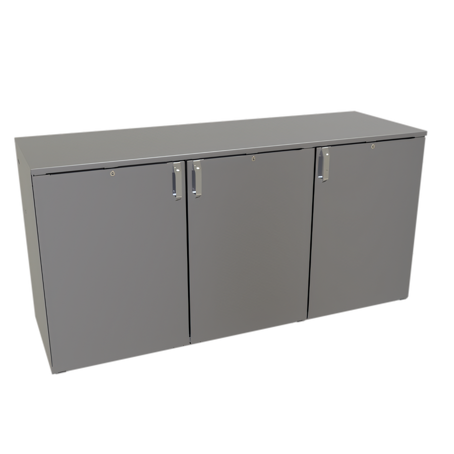 Product image #1 for Glastender C1RB72 One-Zone Remote Back Bar Cooler, 72 Inch, Three-Section, Bar Profile, Solid Swing Doors