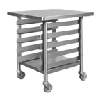 Thumbnail image #1 for Dinex DXP3313424 Mobile Stainless Steel Slicer Stand with Pan Rack and Marine Edge, 27-1/8"W x 31-1/8"D x 34"H