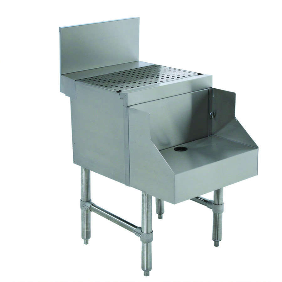 Product image #1 for Advance Tabco Prestige Supreme 18-Inch Freestanding Stainless Steel Blender Station with Drainboard Top, Recessed Shelf and Rear Deck