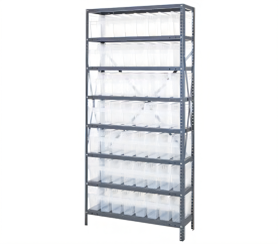 Product image #1 for Quantum Stationary Heavy-Duty Wire Shelving Unit, 12-Inch Deep x 36-Inch Wide x 75-Inch High, with 8 Shelves and 56 Clear Bins