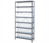 Thumbnail image #1 for Quantum Stationary Heavy-Duty Wire Shelving Unit, 12-Inch Deep x 36-Inch Wide x 75-Inch High, with 8 Shelves and 56 Clear Bins