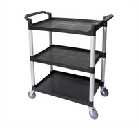 Crestware Large 3-Tier Poly Bus Cart, 19.5 x 31 x 37 Inches, 300 lb. Capacity, Black