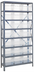 Thumbnail image #1 for Quantum Heavy-Duty Stationary Wire Shelving Unit with 8 Shelves and 21 Clear Bins, 36 x 18 x 75 Inches