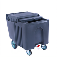 125 lb. Insulated Polyethylene Ice Caddy with Sliding Lid, Drain Faucet, and Casters