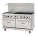 Thumbnail image #1 for 60-Inch Natural Gas Commercial Range with Left 24-Inch Griddle, 6 Open Burners, and 2 Ovens