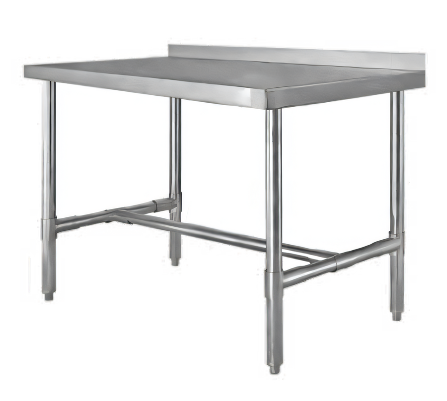 Product image #1 for 96-Inch x 24-Inch Stainless Steel Work Table with 2-Inch Rear Up-Turn and Open H-Base