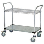 Thumbnail image #1 for Quantum WRSC-1842-2 42 x 18-Inch 2-Shelf Stainless Steel Wire Utility Cart, 1,200 lb. Capacity, U-Handles