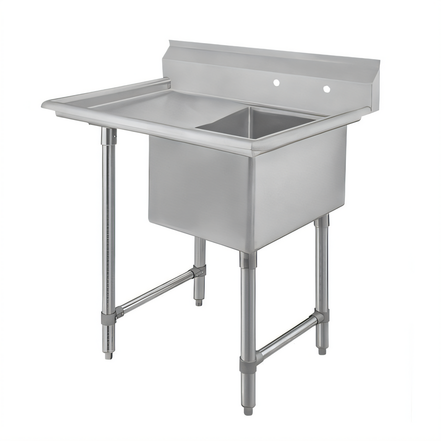 Product image #1 for Elite Heavy-Duty One-Compartment Stainless Steel Sink with Left Drainboard, 24 x 24 x 14 Inch Bowl