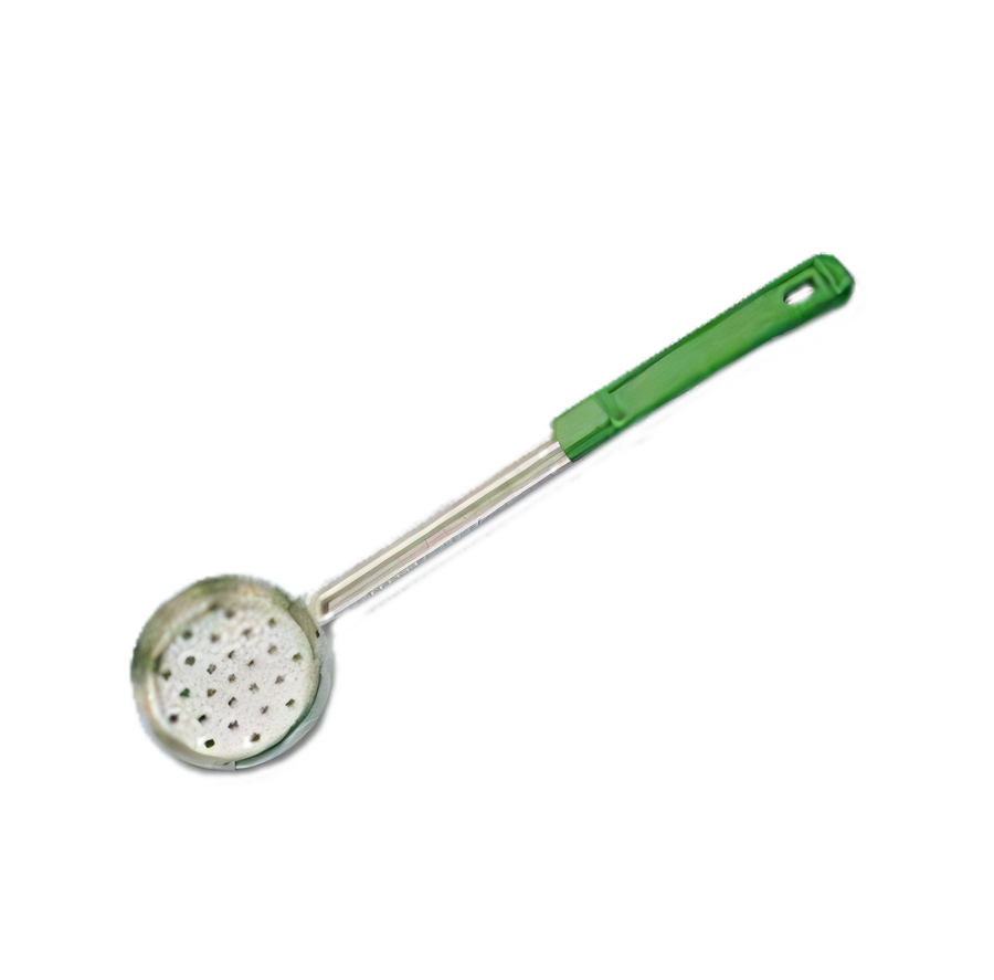 Product image #1 for American Metalcraft 4 oz Perforated Stainless Steel Portion Control Serving Spoon with Green Bakelite Handle