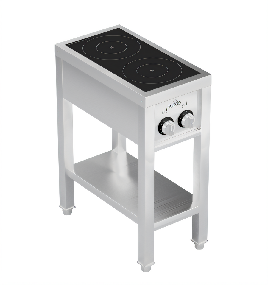 Product image #1 for Eurodib Commercial Freestanding Dual-Zone Induction Cooktop, Stainless Steel, 208V 3-Phase