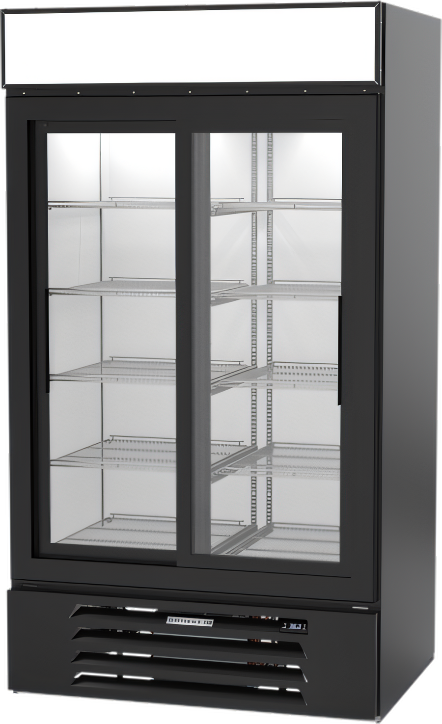 Product image #1 for Beverage-Air MarketMax 2-Section Black Sliding Glass Door Reach-In Refrigerated Merchandiser, 35.4 Cu. Ft.