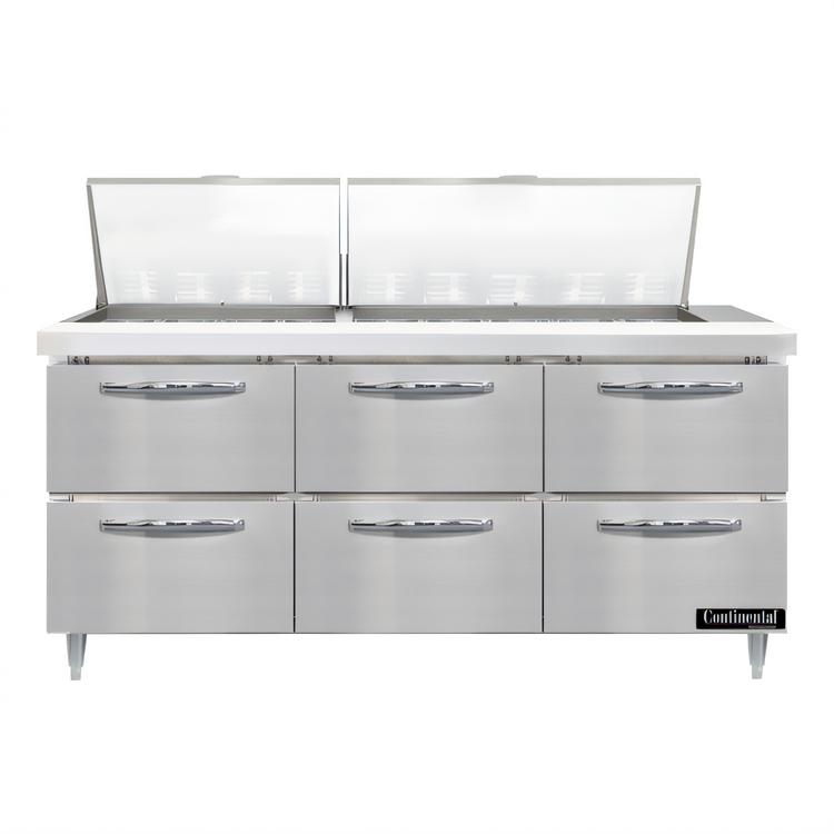 Product image #1 for Continental Refrigerator D72N27M-D Designer Line 72" Mighty Top Refrigerated Sandwich Prep Table with Drawers