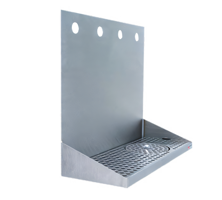 Product image #1 for 16-Inch Wall-Mount Stainless Steel Drip Tray Trough with Integral Glass Rinser