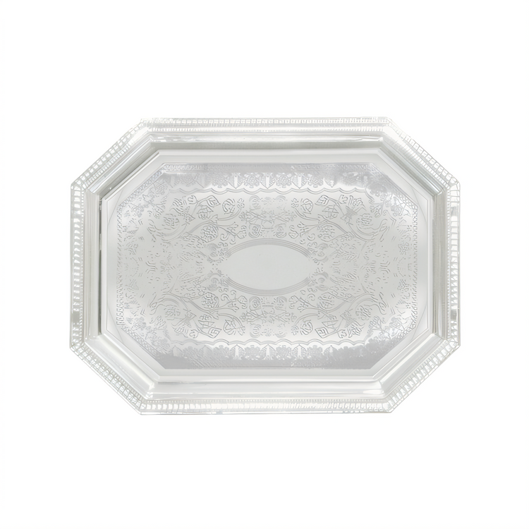 Product image #1 for Winco 17 x 12-1/2 Inch Octagonal Chrome-Plated Serving Tray with Gadroon Edge