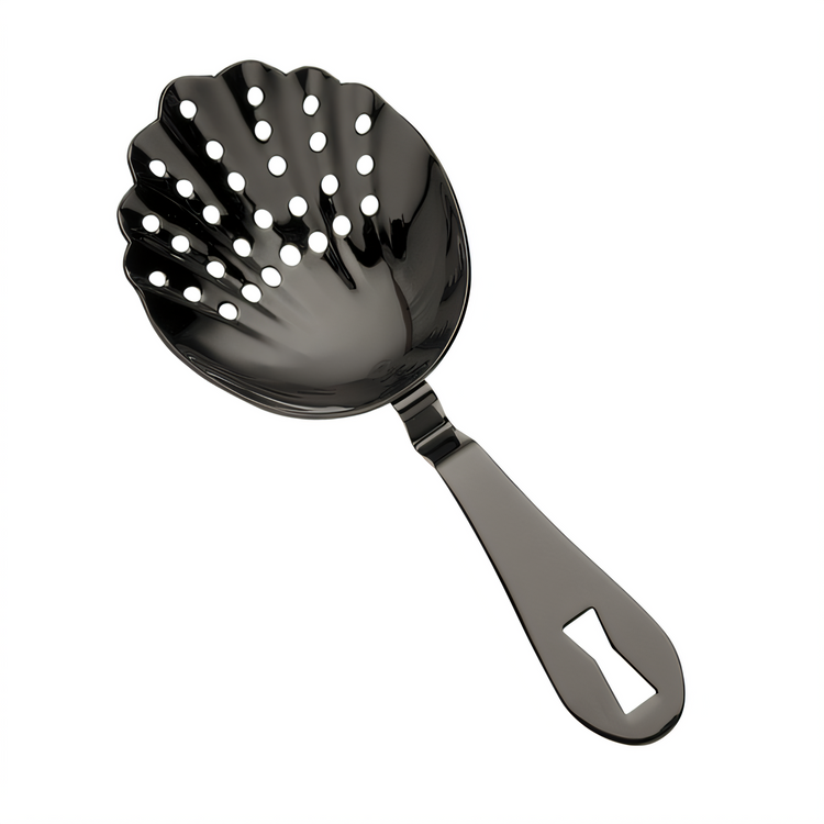 Product image #1 for Barfly 7-Inch Scalloped Julep Strainer with Welded Handle and Gun Metal Black-Plated Finish