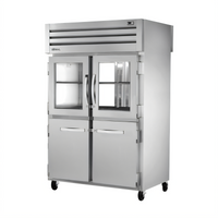 True SPEC SERIES Two-Section Pass-Thru Combination Refrigerator with Half Glass Front Doors and Glass Rear Doors