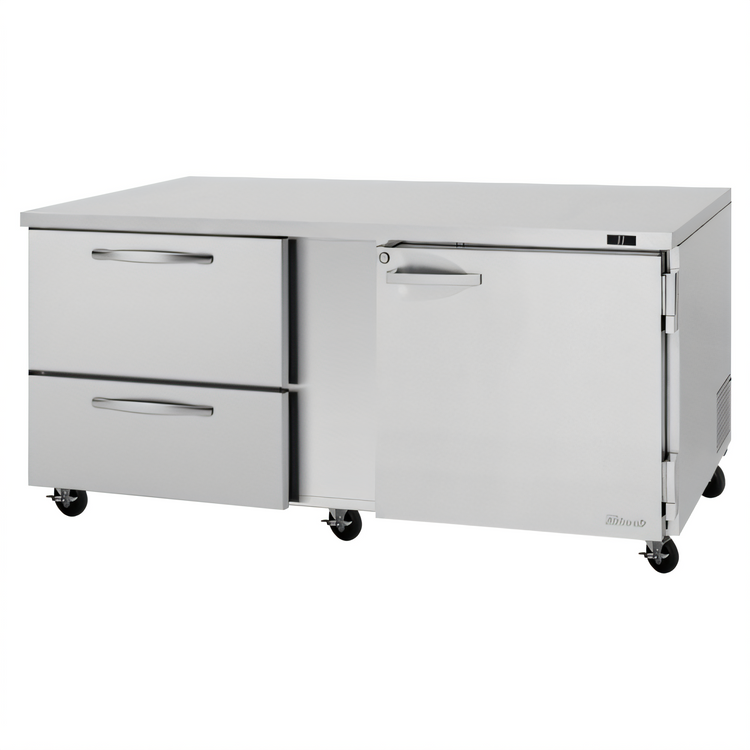 Product image #1 for Turbo Air PRO Two-Section Undercounter Refrigerator with 1 Solid Door and 2 Drawers, 18.8 Cu. Ft.