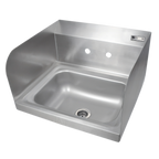 Thumbnail image #1 for John Boos Pro-Bowl PBHS-W-1410-8OC-SSLR Wall-Mounted Stainless Steel Hand Sink, 14" x 10" x 5" Bowl, Side Splashes, 8" Faucet Centers