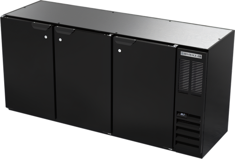 Product image #1 for Beverage-Air BB72HC-B Three-Section 72-Inch Solid Door Back Bar Refrigerator with Stainless Steel Top