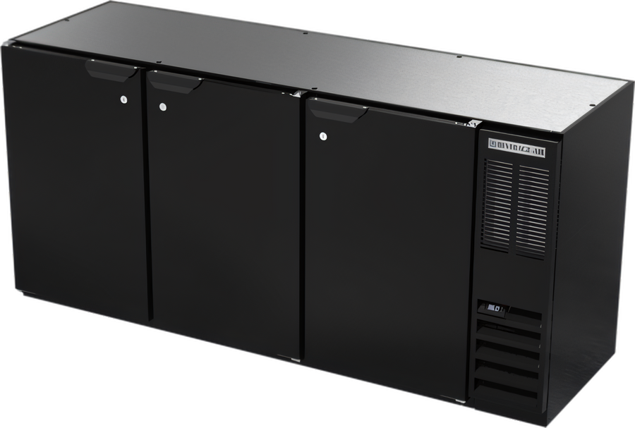 Product image #1 for Beverage-Air BB72HC-B Three-Section 72-Inch Solid Door Back Bar Refrigerator with Stainless Steel Top
