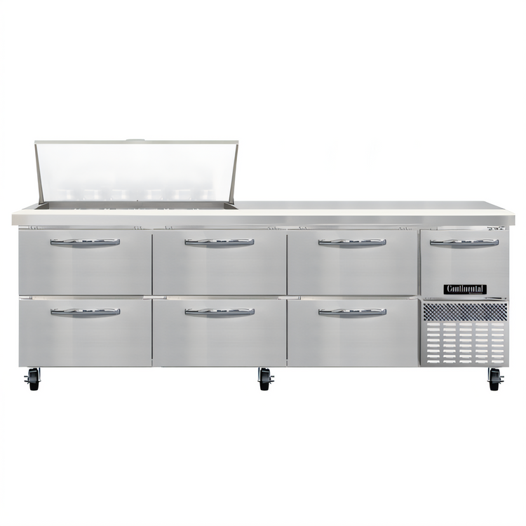 Product image #1 for Continental Refrigerator RA93N18M-D 93" 3-Section Refrigerated Sandwich Prep Table with 6 Drawers and 18 Pan Capacity