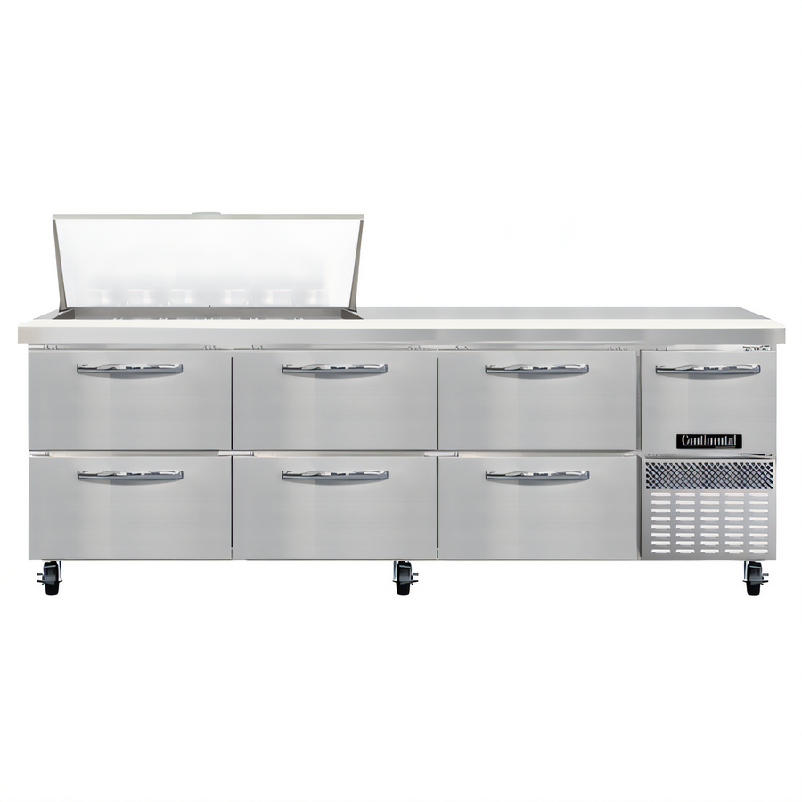 Product image #1 for Continental Refrigerator RA93N18M-D 93" 3-Section Refrigerated Sandwich Prep Table with 6 Drawers and 18 Pan Capacity