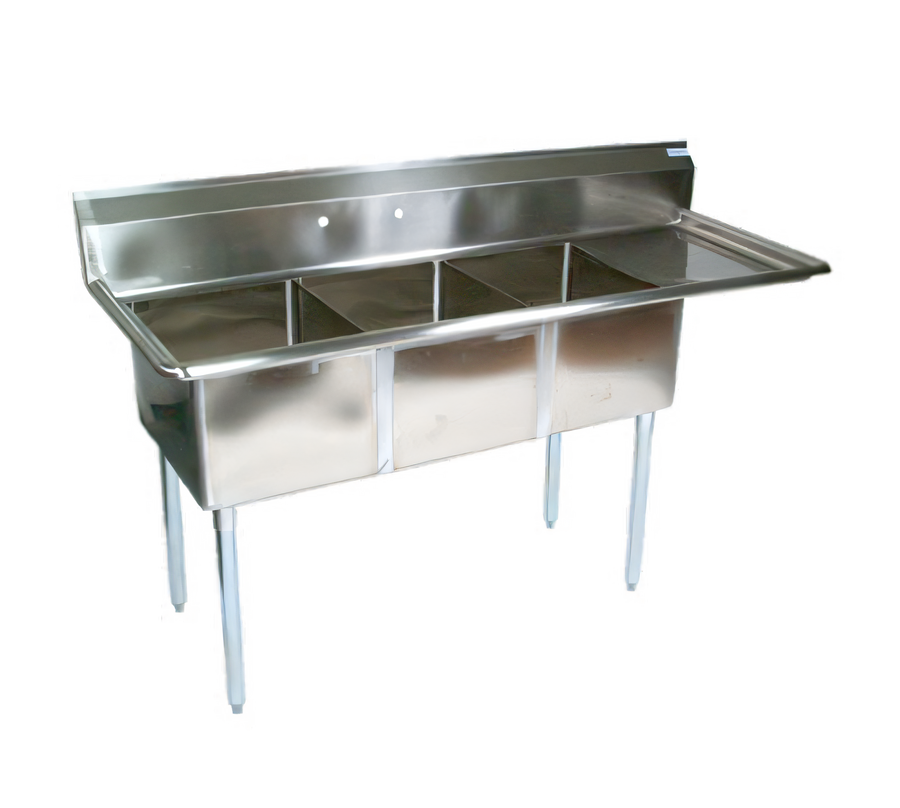 Product image #1 for John Boos E-Series 3-Compartment Stainless Steel Commercial Sink with Right Drainboard
