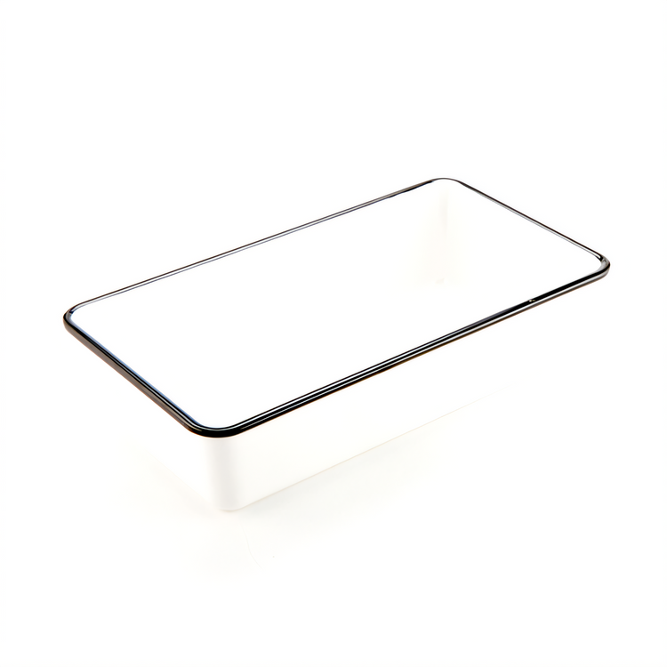 Product image #1 for American Metalcraft Endurance Rectangular Melamine Serving Bowl, 82 oz., White with Black Rim